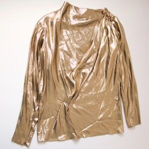 Vintage Yves Saint Laurent Rive Gauche Gold Lame Blouse